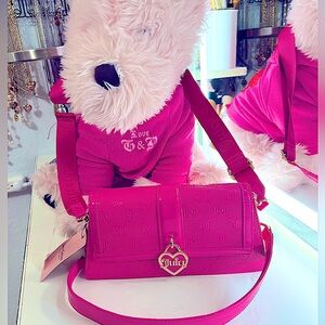 Juicy Couture Simply Perfect Shoulder Bag Purse NWT Pink Flash/Liquorice
